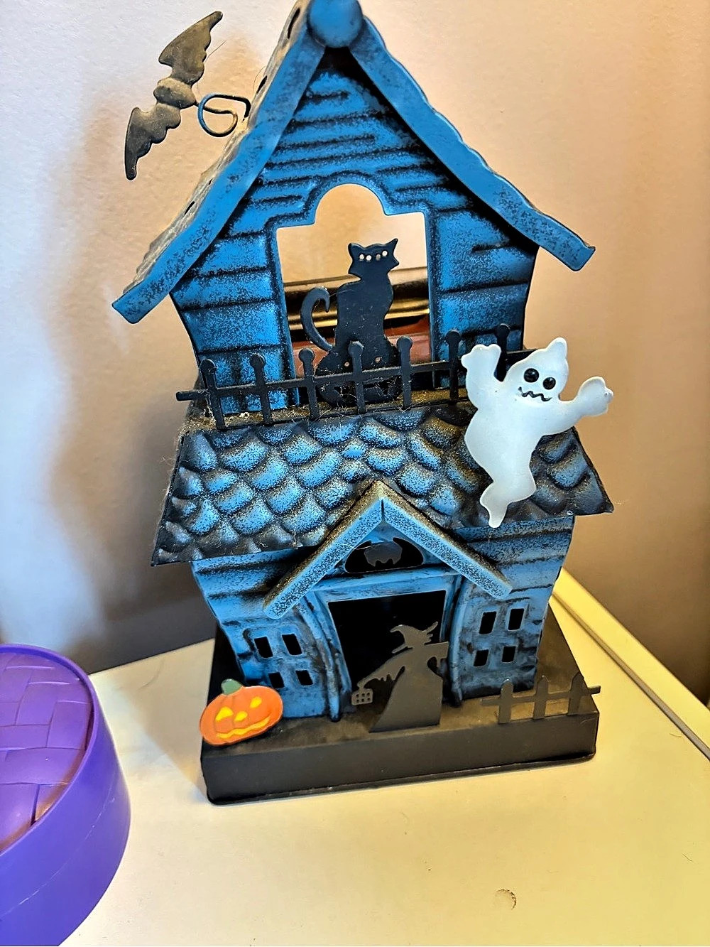 Halloween Haunted House Decor Blue & Black